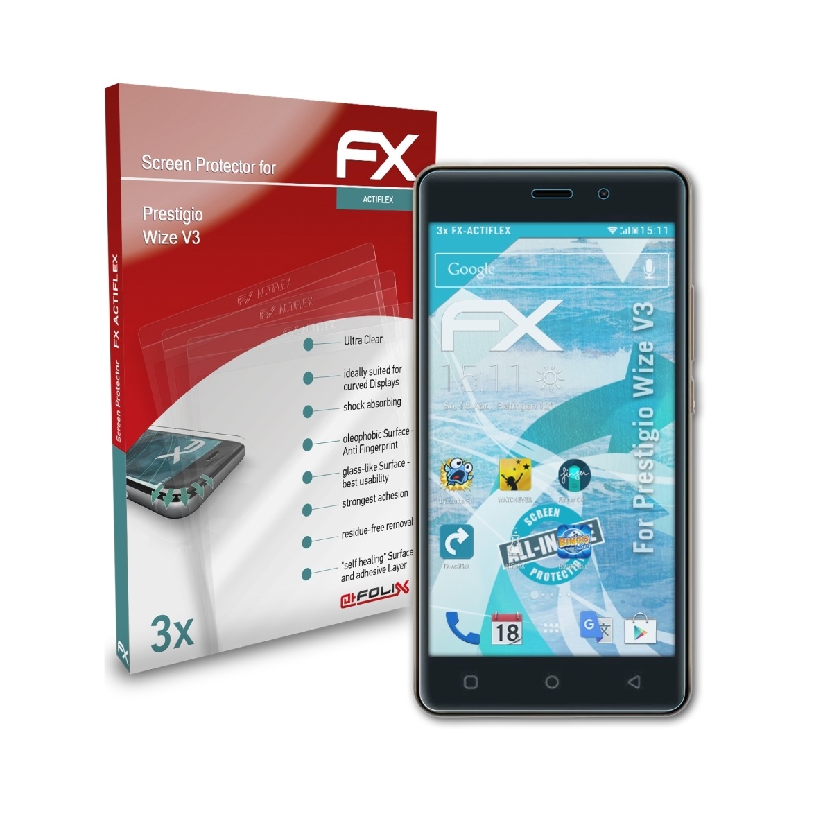 V3) Wize FX-ActiFleX Prestigio 3x Displayschutz(für ATFOLIX