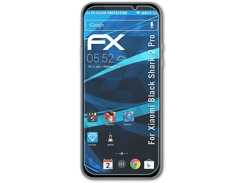 ATFOLIX 3x 2 Black FX-Clear Xiaomi Pro) Displayschutz(für Shark