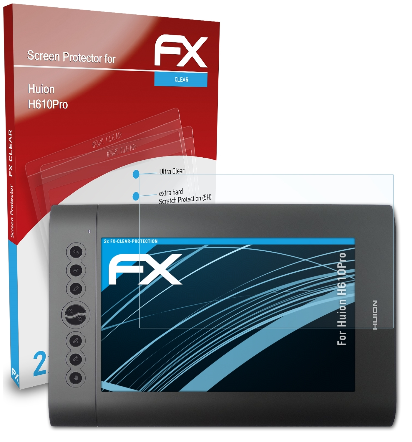 ATFOLIX 2x H610Pro) FX-Clear Displayschutz(für Huion