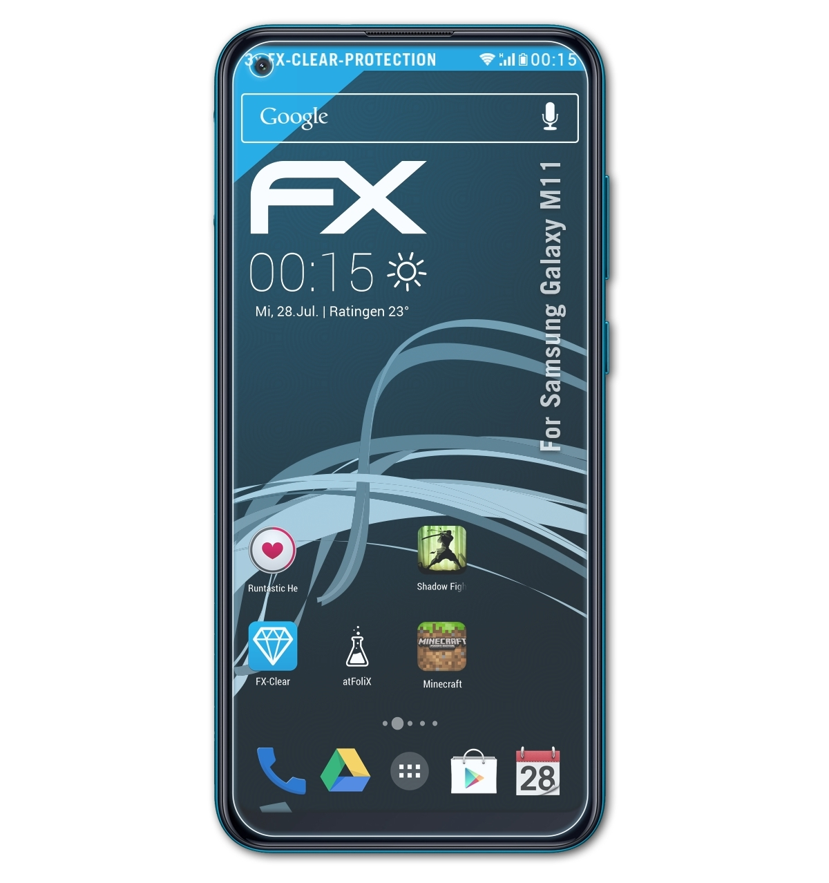 ATFOLIX 3x Displayschutz(für Samsung M11) Galaxy FX-Clear