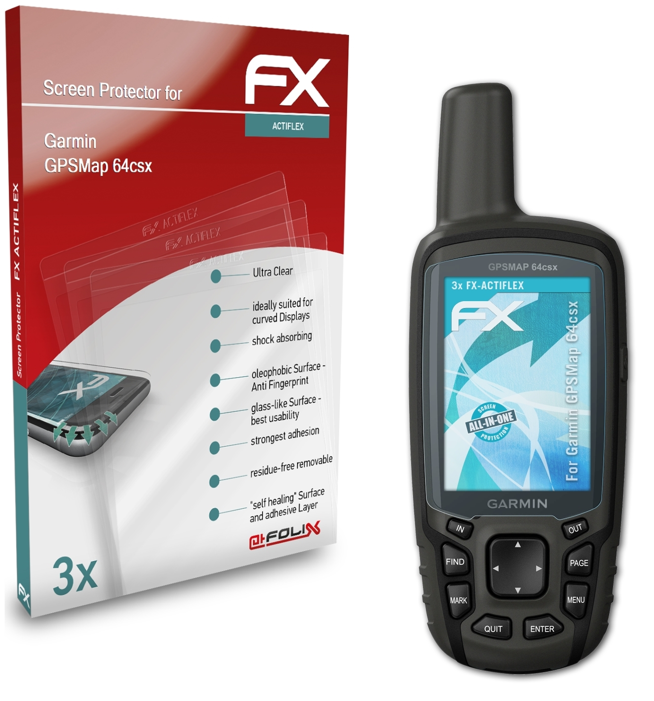 GPSMap 3x FX-ActiFleX Displayschutz(für Garmin ATFOLIX 64csx)