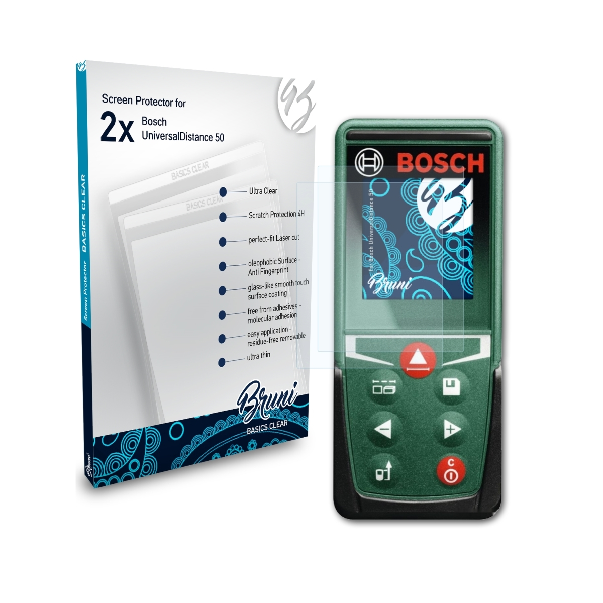 BRUNI 2x Basics-Clear Schutzfolie(für UniversalDistance 50) Bosch