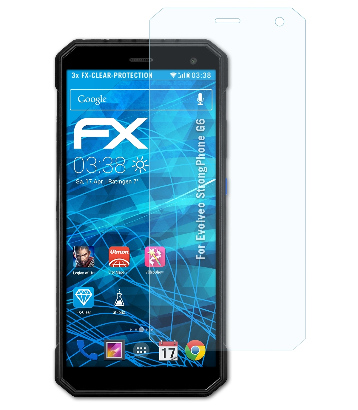FX-Clear Evolveo G6) ATFOLIX 3x StrongPhone Displayschutz(für
