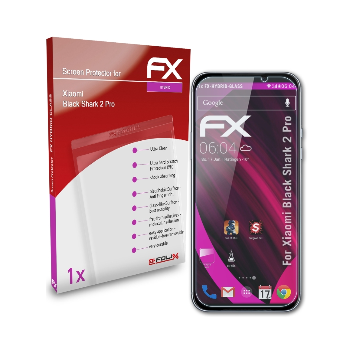Pro) Black 2 Shark Schutzglas(für FX-Hybrid-Glass Xiaomi ATFOLIX