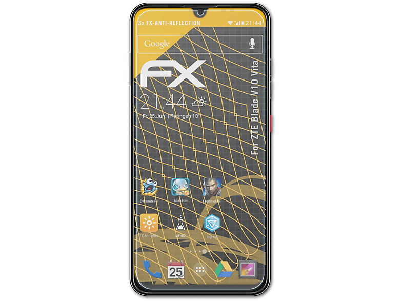 ATFOLIX 3x FX-Antireflex Displayschutz(für ZTE Blade V10 Vita)