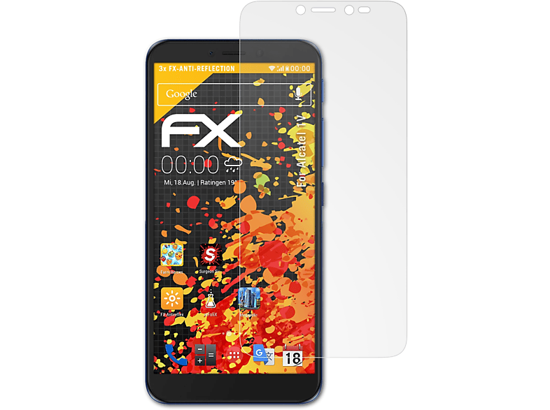 ATFOLIX 3x FX-Antireflex Alcatel Displayschutz(für 1V)