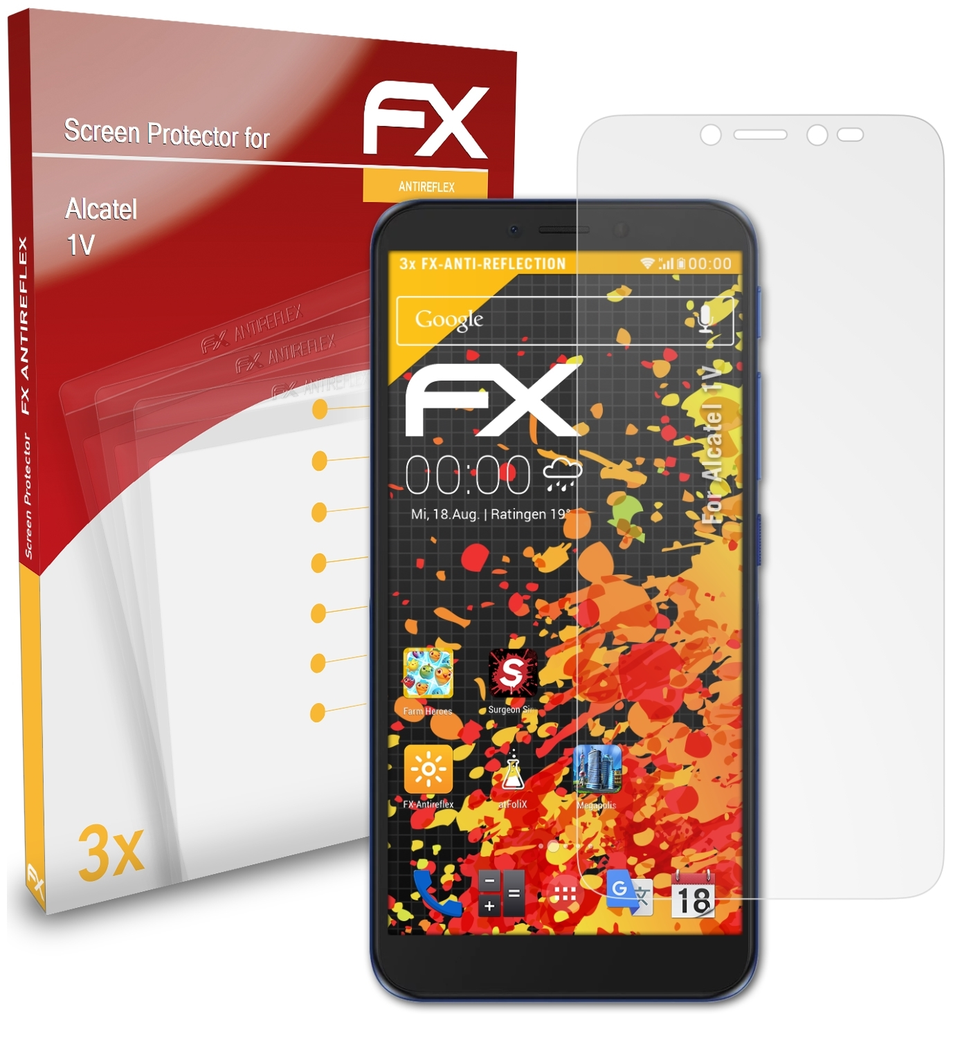 ATFOLIX 3x FX-Antireflex Displayschutz(für 1V) Alcatel