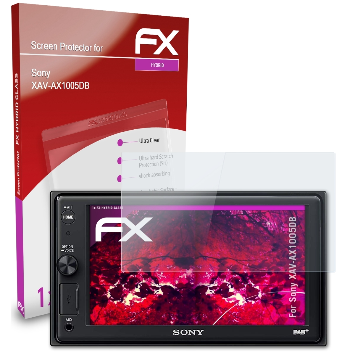 ATFOLIX FX-Hybrid-Glass Schutzglas(für Sony XAV-AX1005DB)