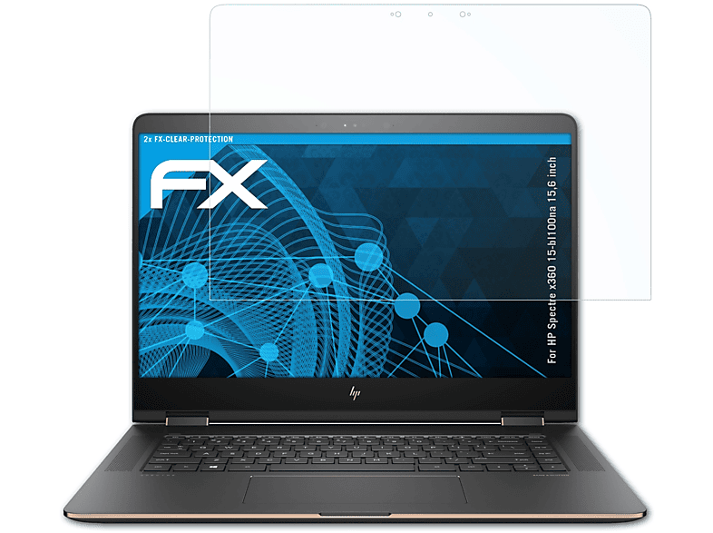 ATFOLIX 2x FX-Clear Displayschutz(für HP Spectre x360 15-bl100na (15,6 inch))
