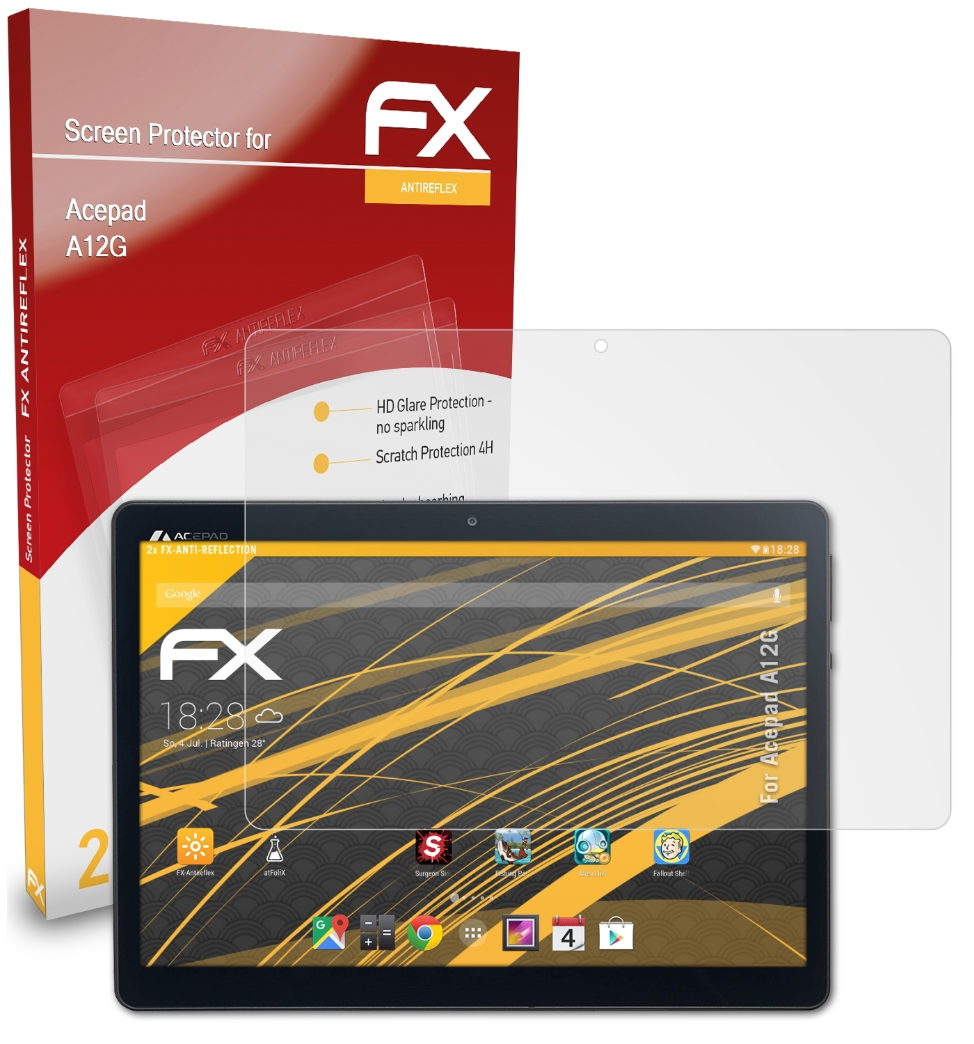 ATFOLIX 2x FX-Antireflex A12G) Acepad Displayschutz(für