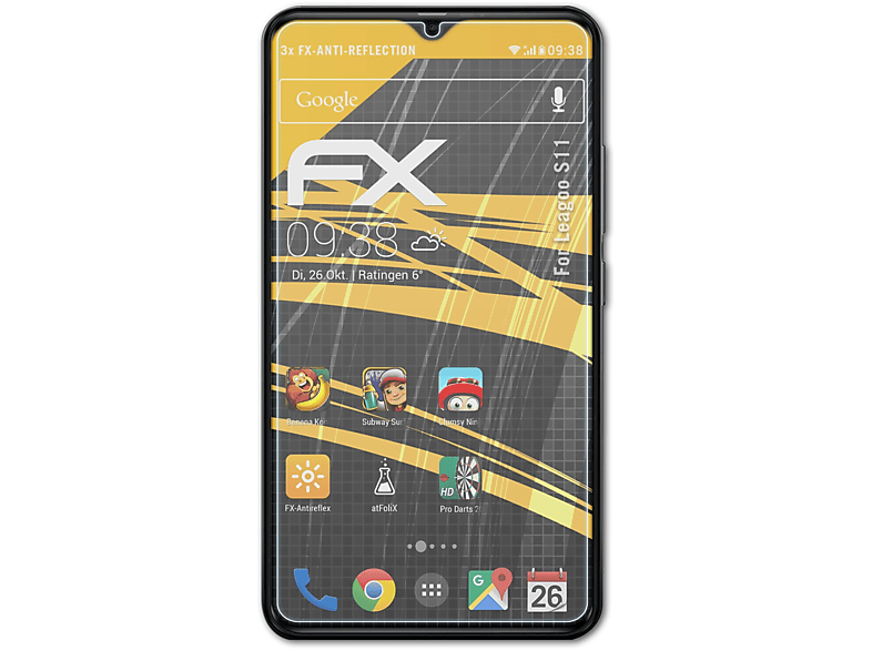 Displayschutz(für Leagoo 3x FX-Antireflex ATFOLIX S11)