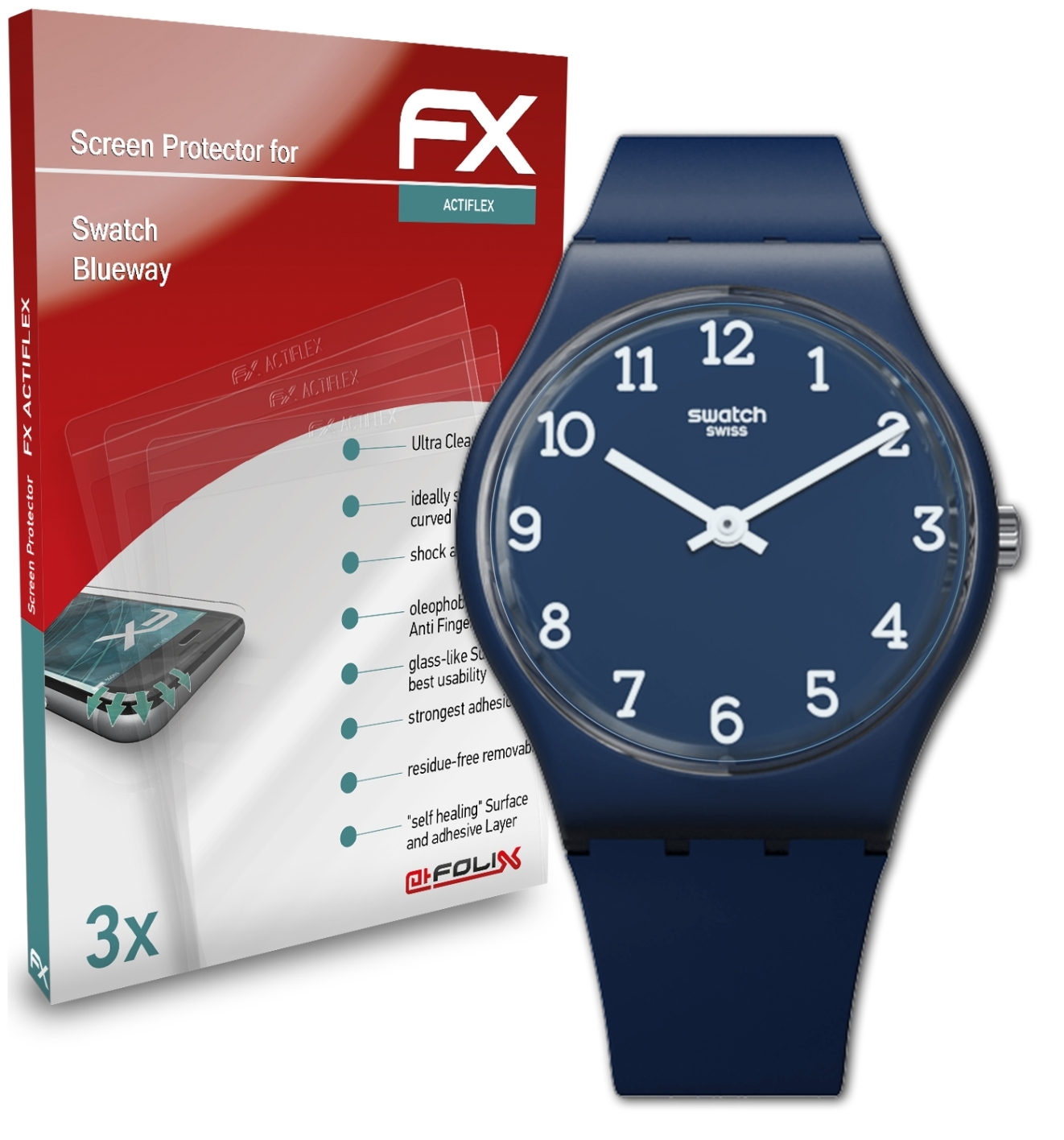 ATFOLIX 3x FX-ActiFleX Displayschutz(für Swatch Blueway)