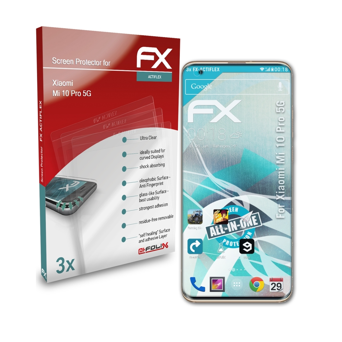 5G) FX-ActiFleX Xiaomi Pro 10 Mi Displayschutz(für ATFOLIX 3x