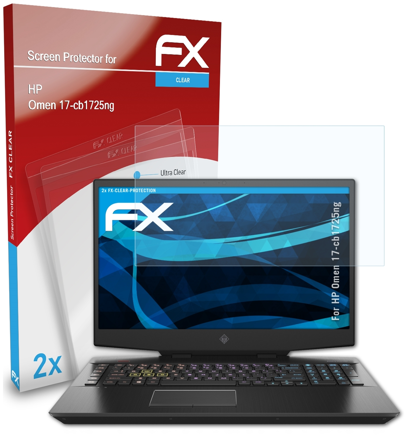 2x Omen FX-Clear 17-cb1725ng) HP ATFOLIX Displayschutz(für