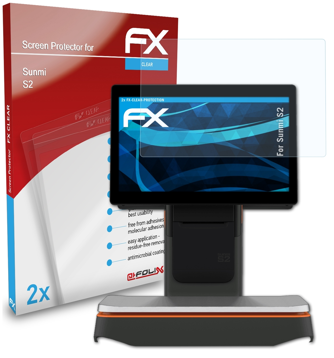 FX-Clear 2x Sunmi S2) Displayschutz(für ATFOLIX