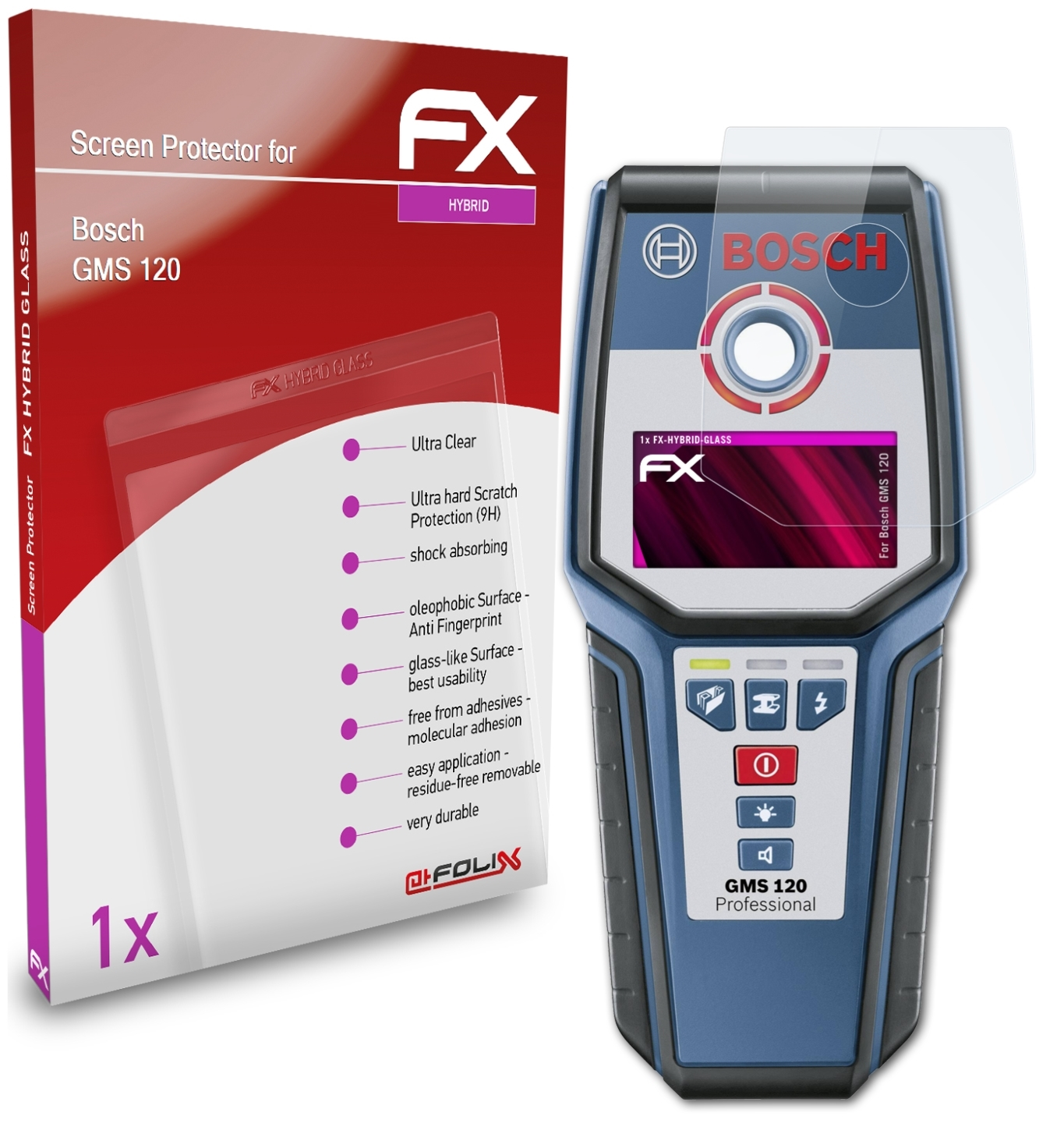 120) ATFOLIX FX-Hybrid-Glass GMS Bosch Schutzglas(für