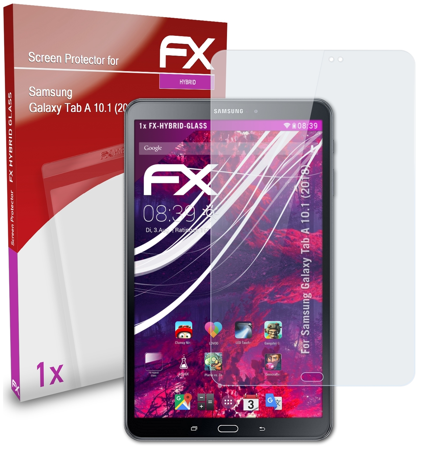 ATFOLIX FX-Hybrid-Glass Schutzglas(für (2018)) A Samsung Galaxy Tab 10.1