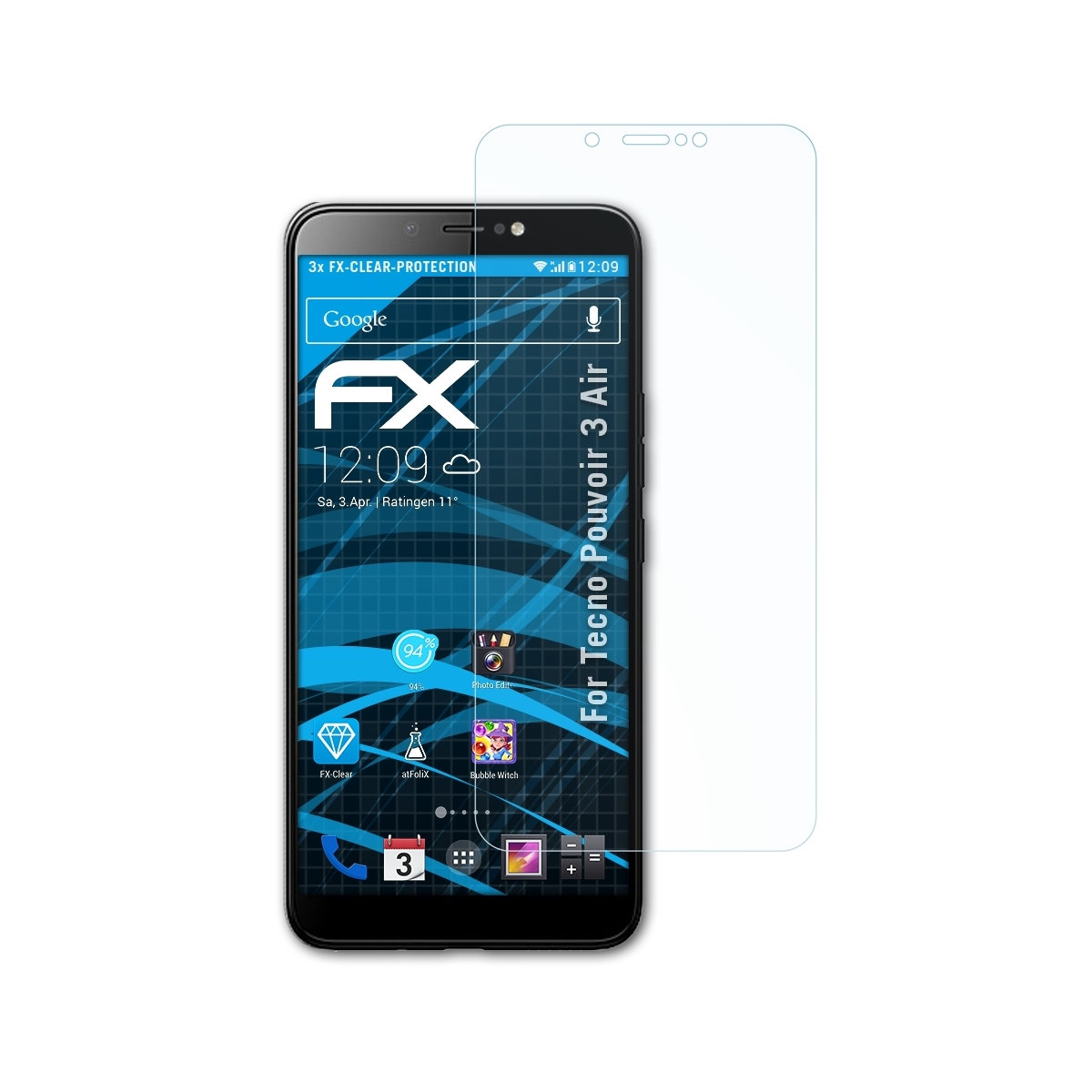 ATFOLIX 3x 3 Air) Pouvoir Displayschutz(für FX-Clear Tecno