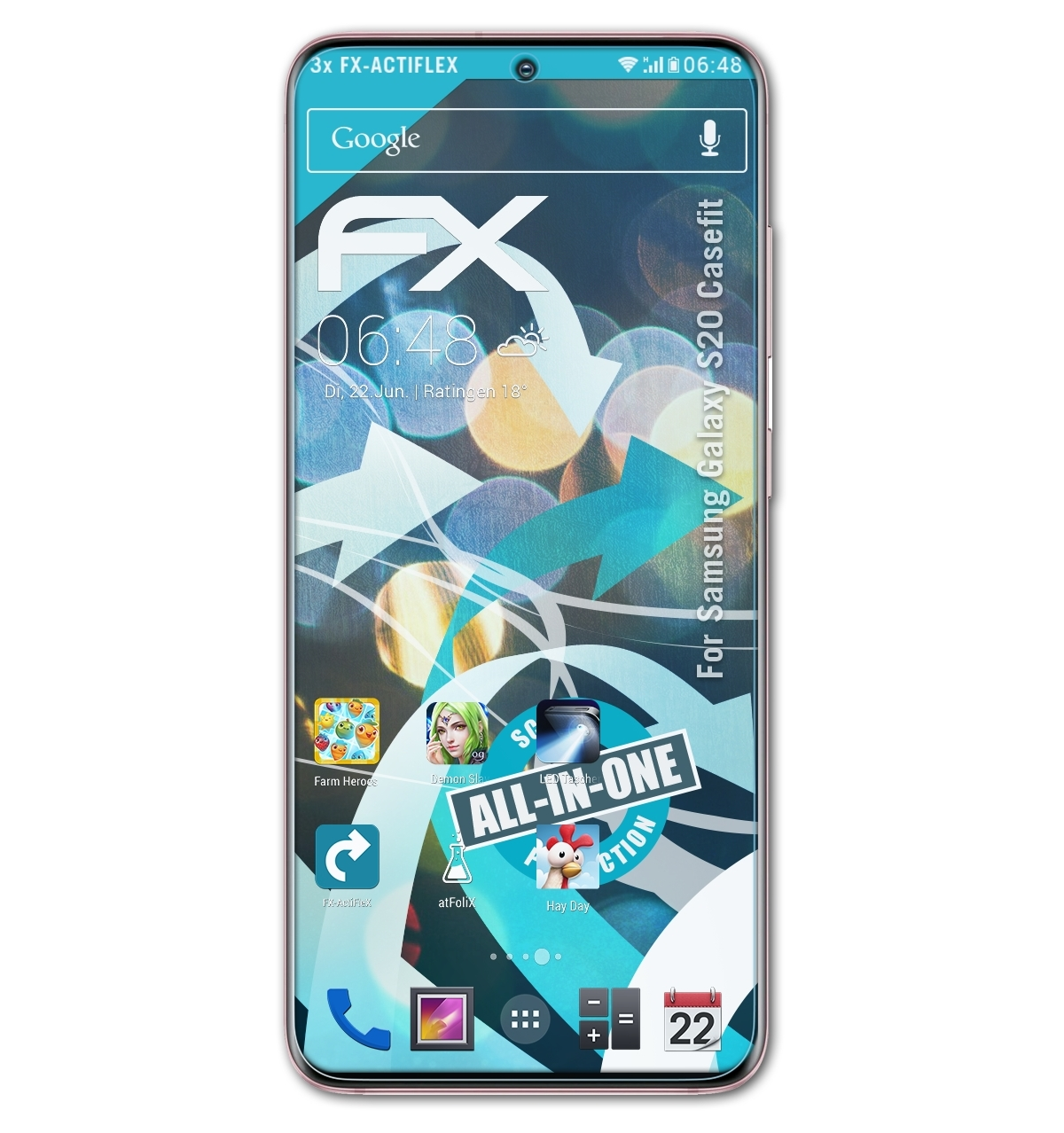 S20 FX-ActiFleX Samsung Galaxy ATFOLIX 3x (Casefit)) Displayschutz(für