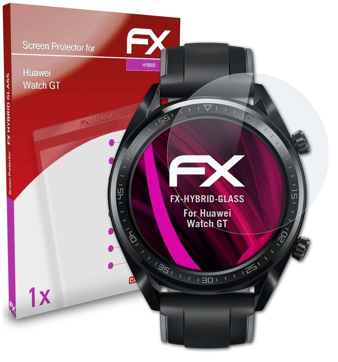 ATFOLIX FX-Hybrid-Glass Schutzglas(für Huawei GT) Watch