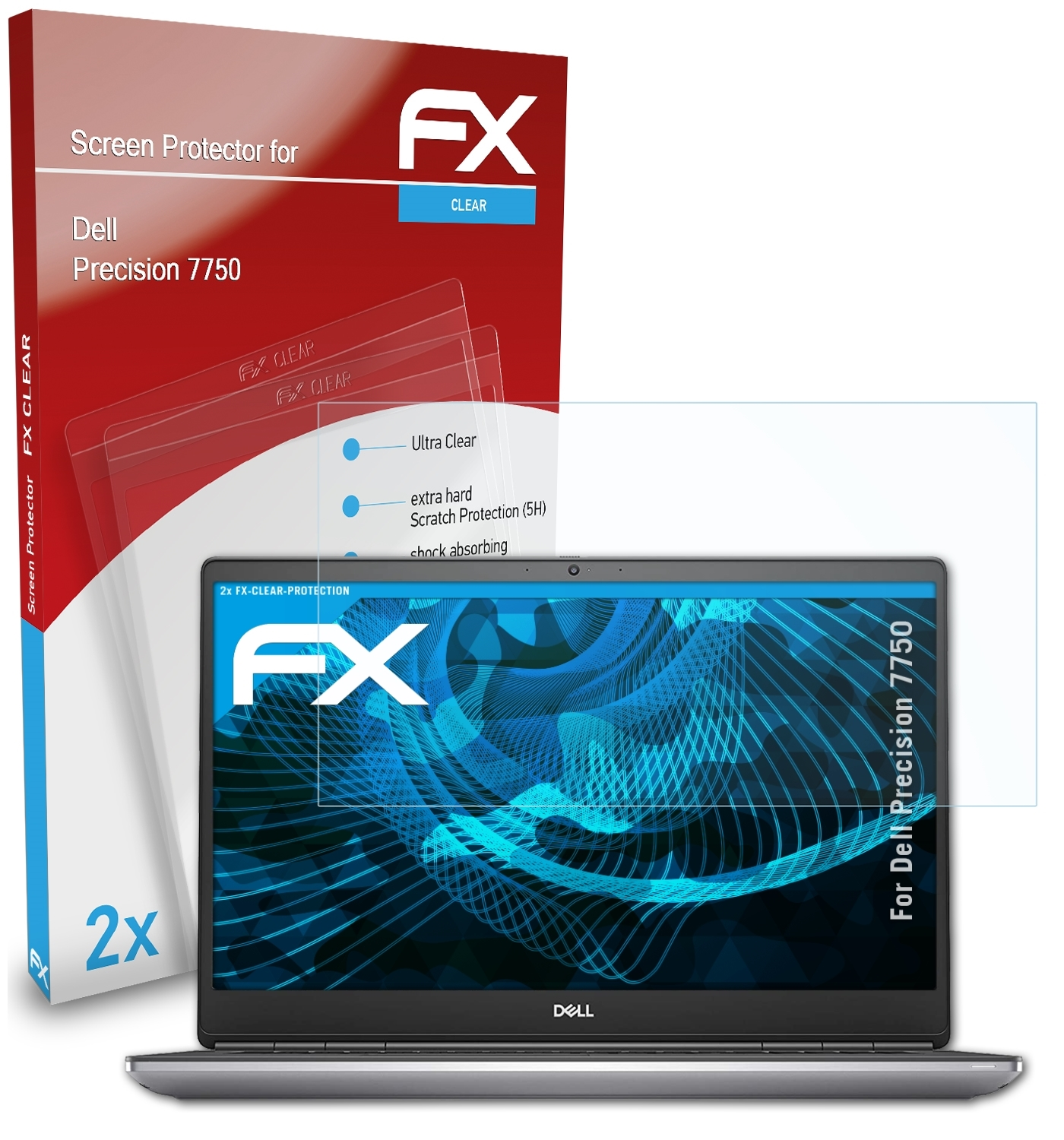 2x Precision Dell FX-Clear Displayschutz(für 7750) ATFOLIX
