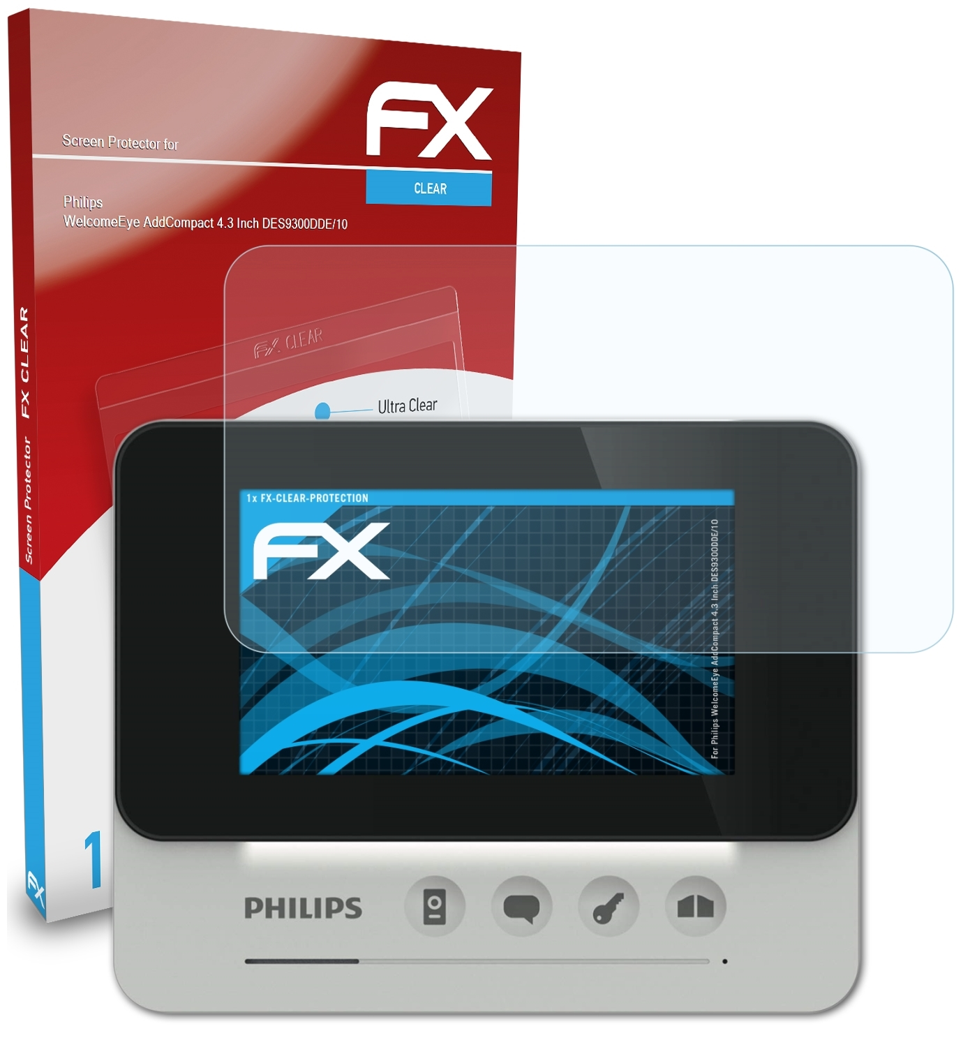ATFOLIX FX-Clear Displayschutz(für 4.3 AddCompact Philips Inch (DES9300DDE/10)) WelcomeEye