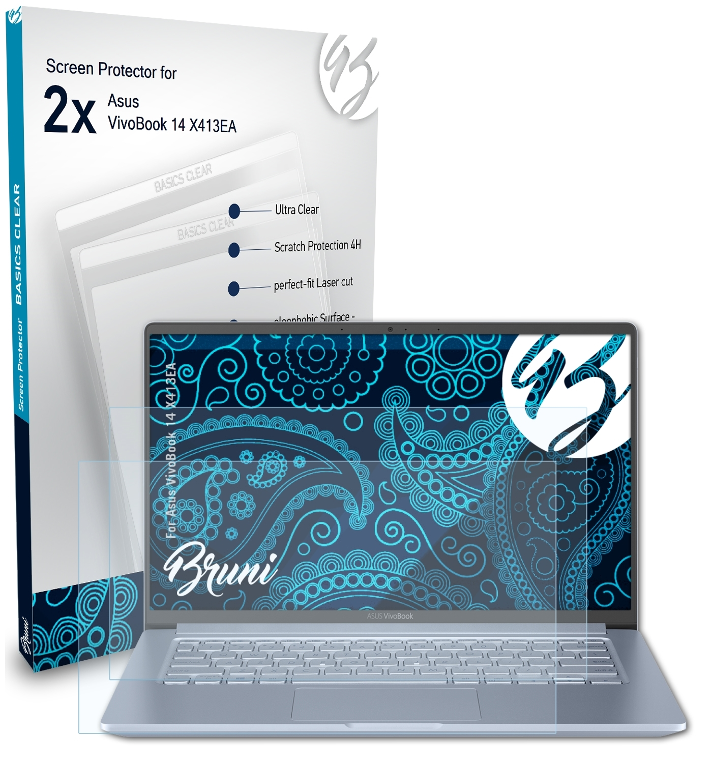 BRUNI 2x Basics-Clear Schutzfolie(für Asus (X413EA)) VivoBook 14