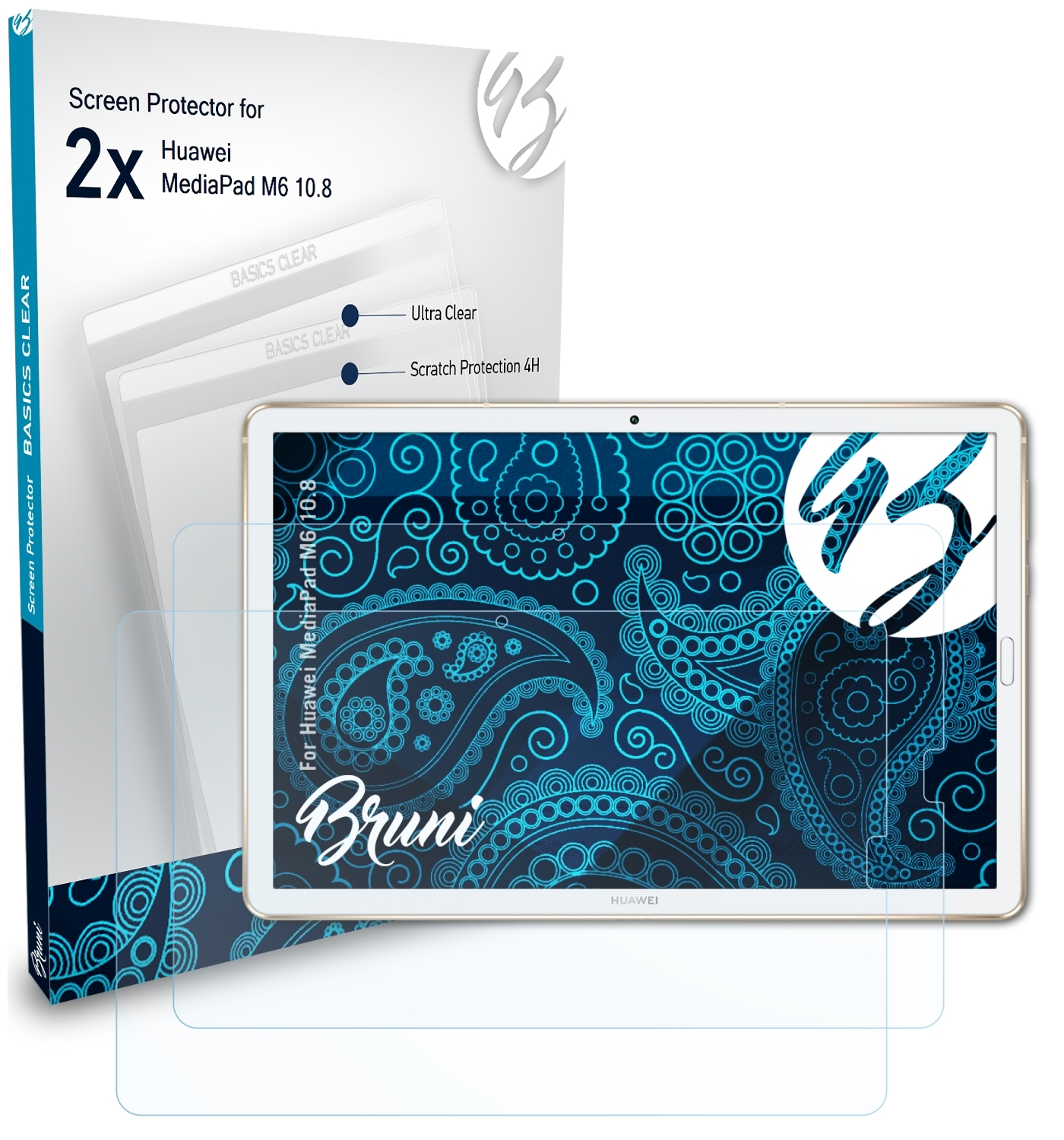 BRUNI 2x Basics-Clear Schutzfolie(für MediaPad 10.8) Huawei M6