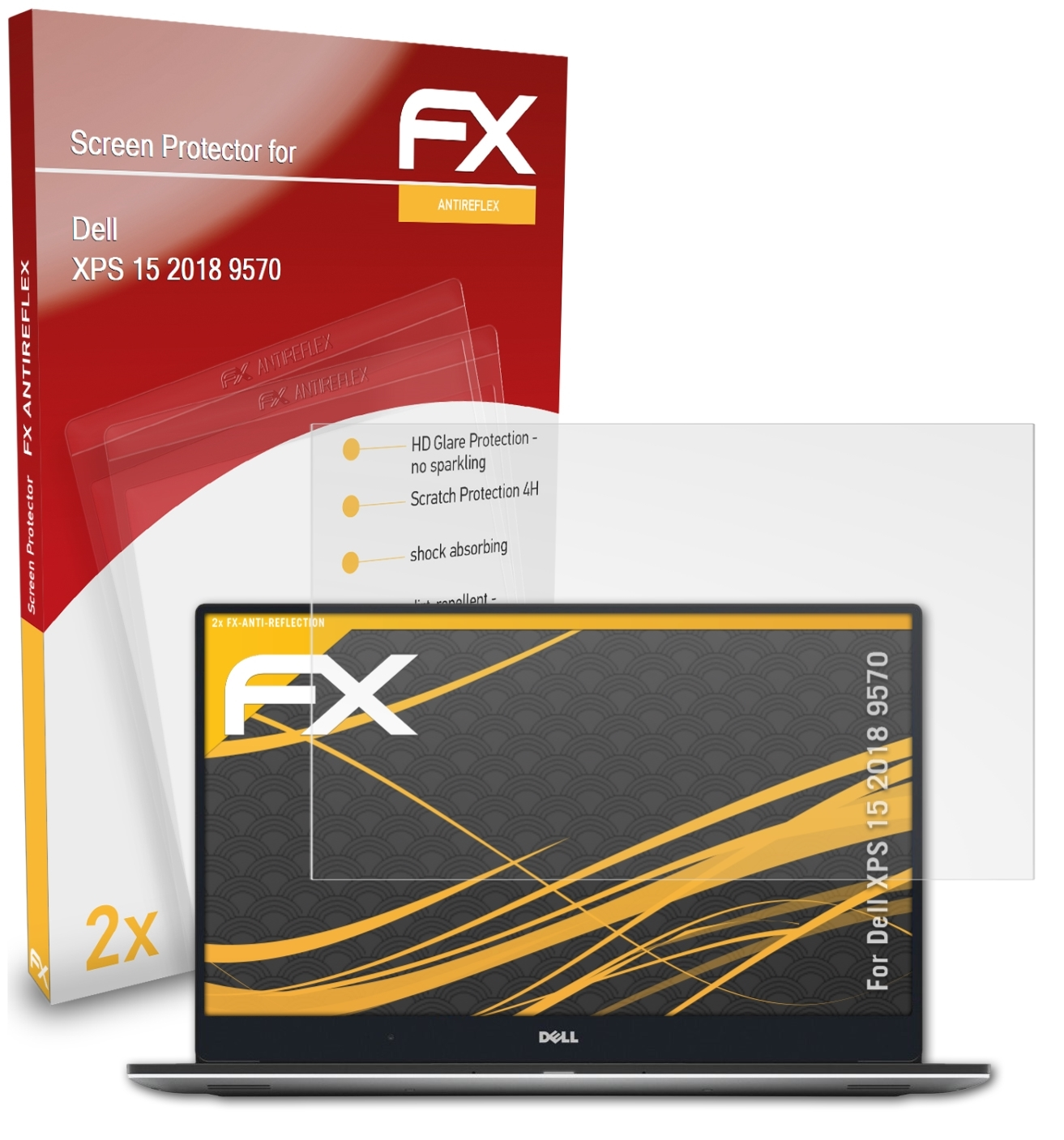 ATFOLIX 2x FX-Antireflex Displayschutz(für Dell (9570)) 15 2018 XPS