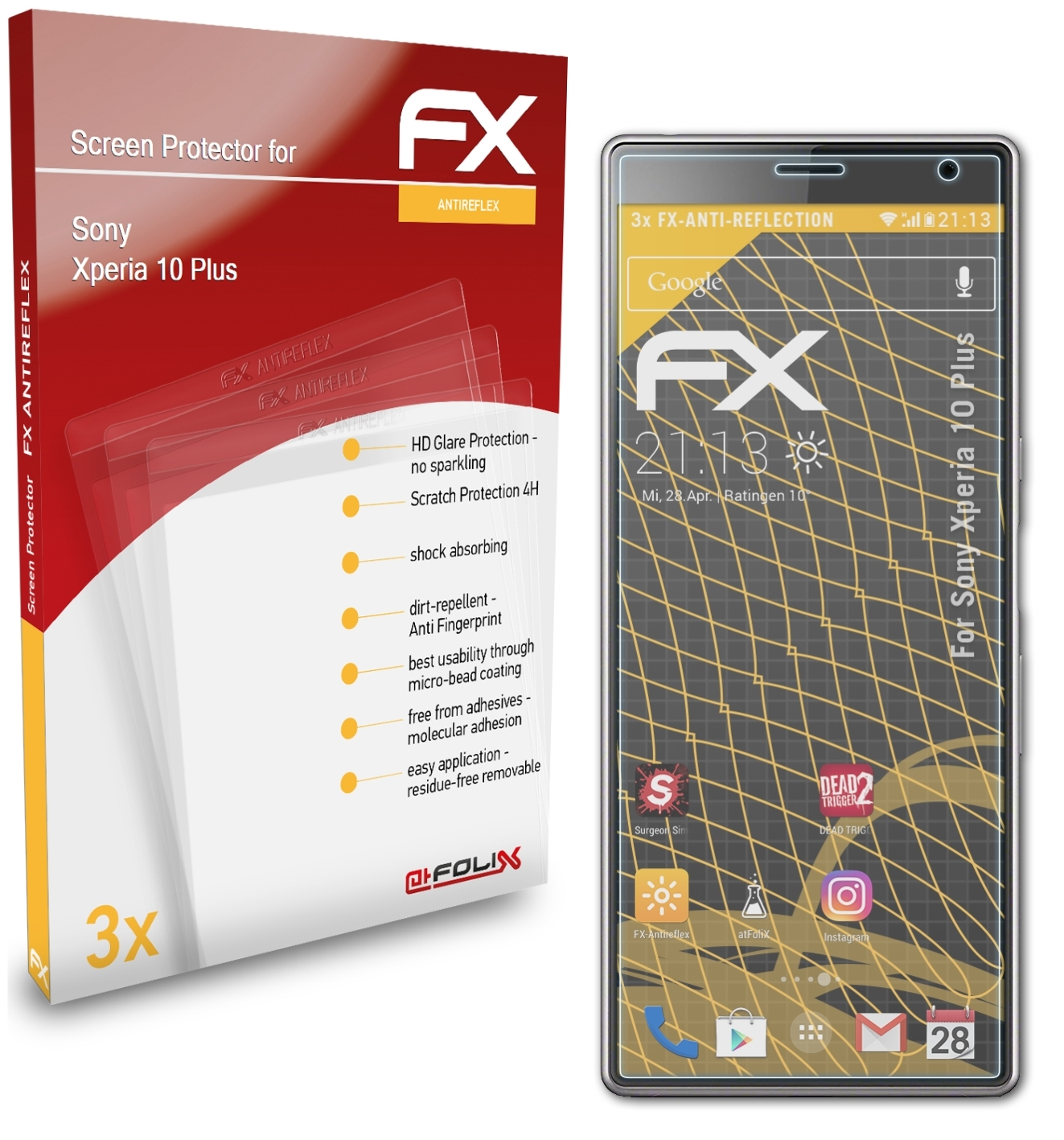 ATFOLIX 3x FX-Antireflex Plus) Displayschutz(für Xperia Sony 10