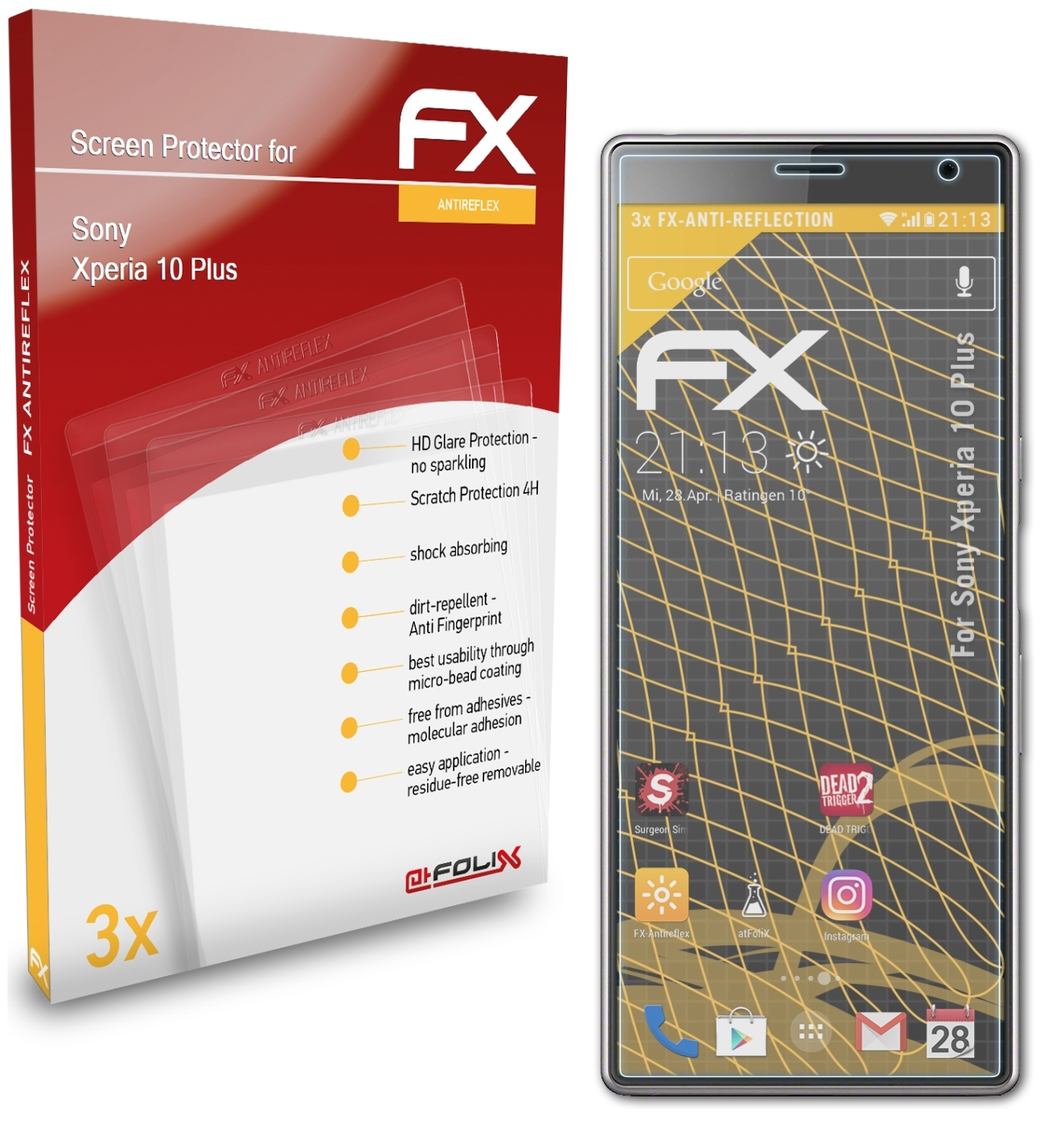 ATFOLIX 3x FX-Antireflex Displayschutz(für Sony Plus) 10 Xperia