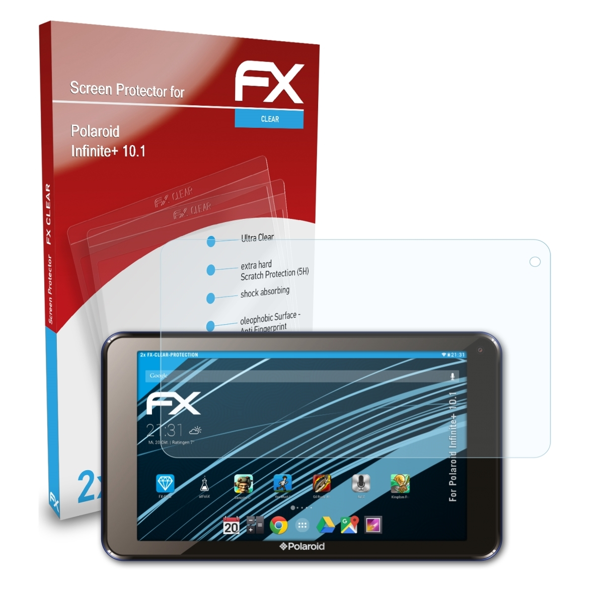 ATFOLIX 2x FX-Clear Displayschutz(für Polaroid Infinite+ 10.1)