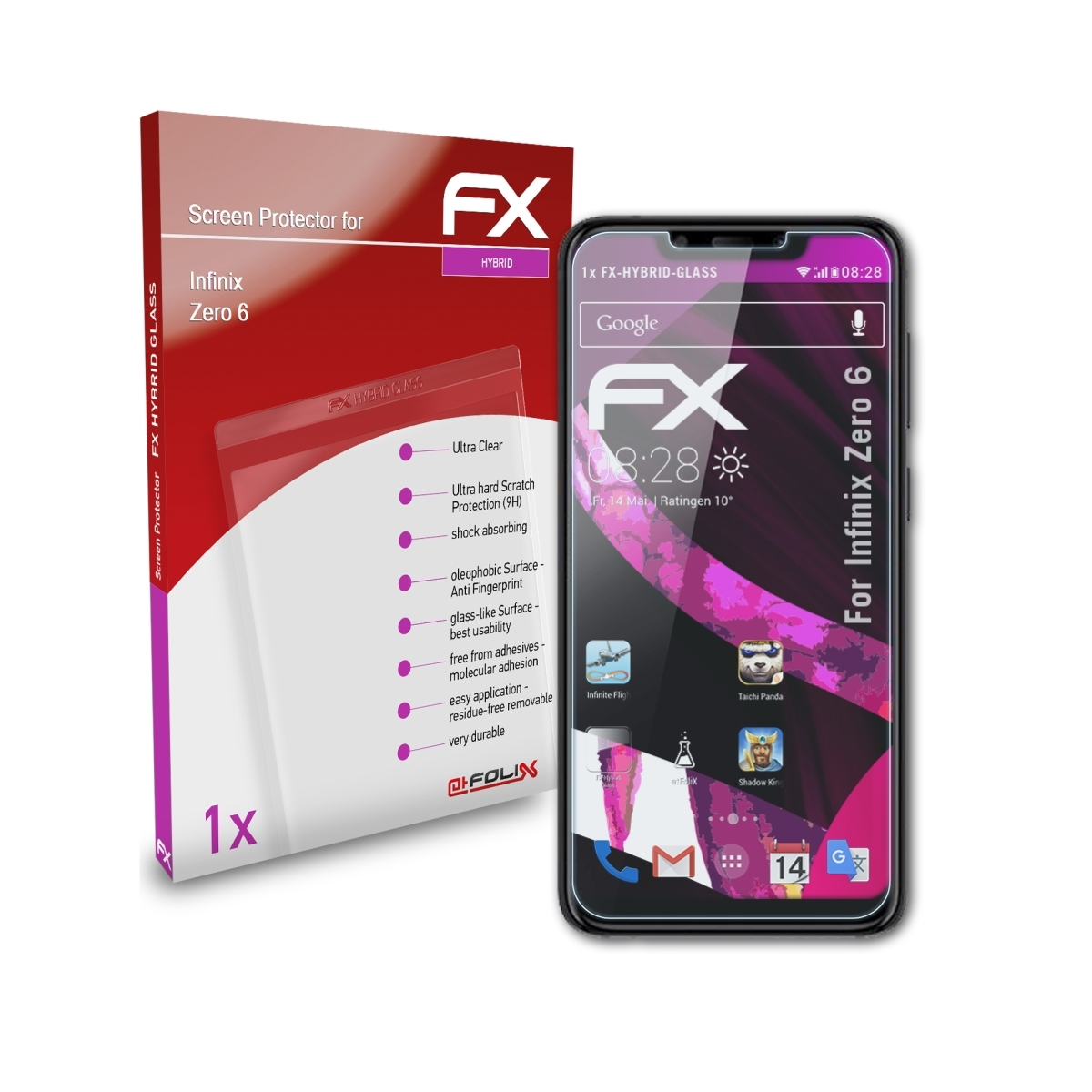 FX-Hybrid-Glass Infinix 6) Zero Schutzglas(für ATFOLIX