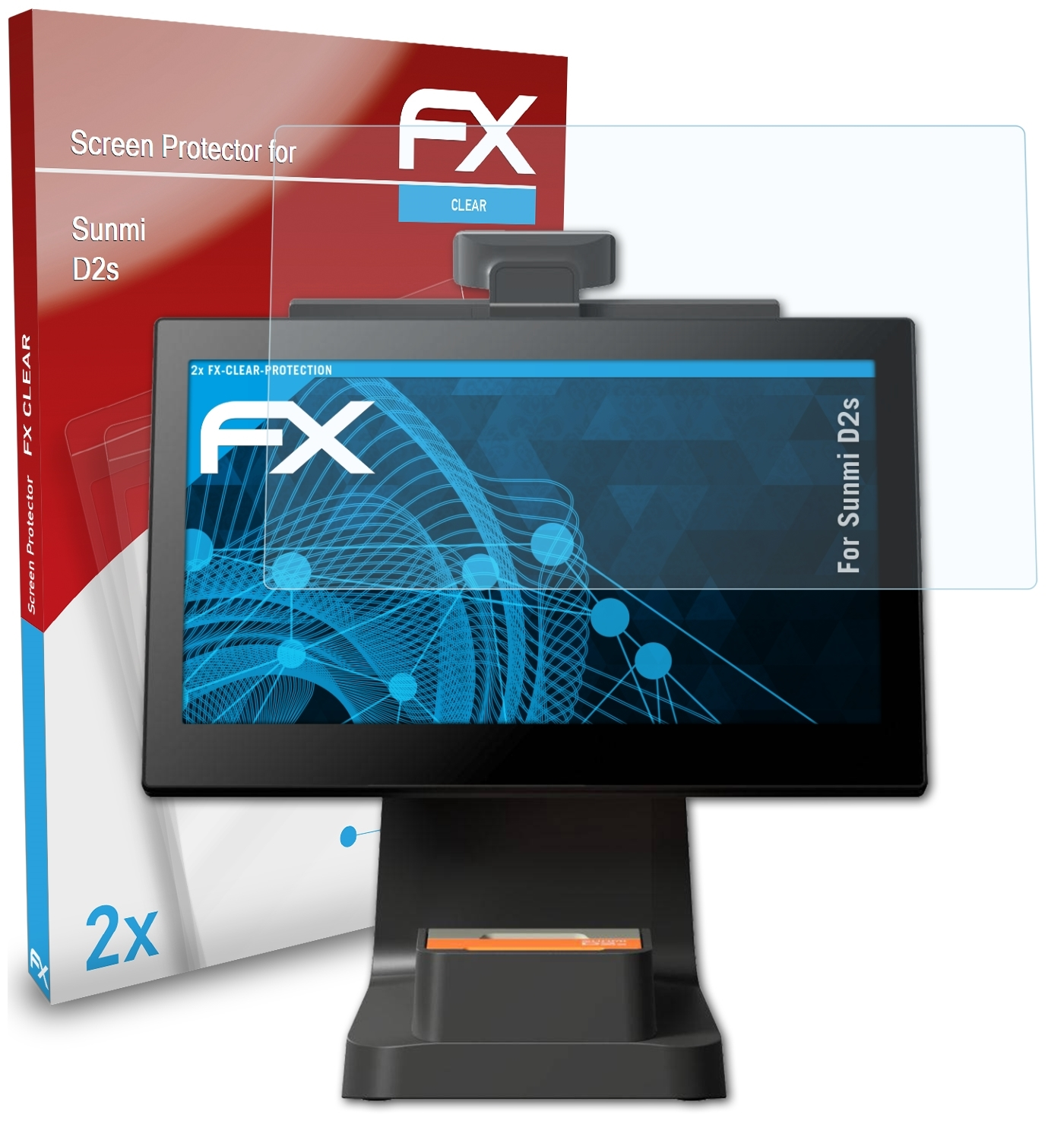 Displayschutz(für D2s) Sunmi 2x FX-Clear ATFOLIX