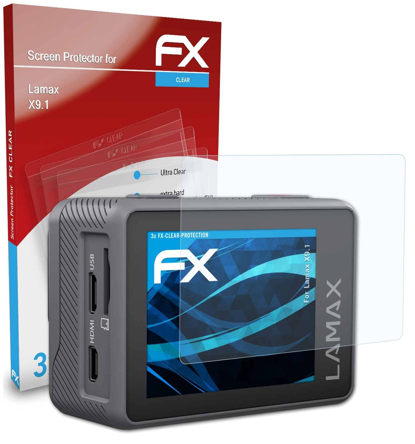 Displayschutz(für 3x Lamax FX-Clear X9.1) ATFOLIX