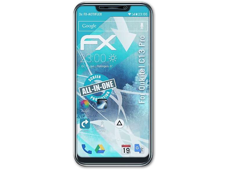 ATFOLIX 3x FX-ActiFleX C13 Pro) Oukitel Displayschutz(für
