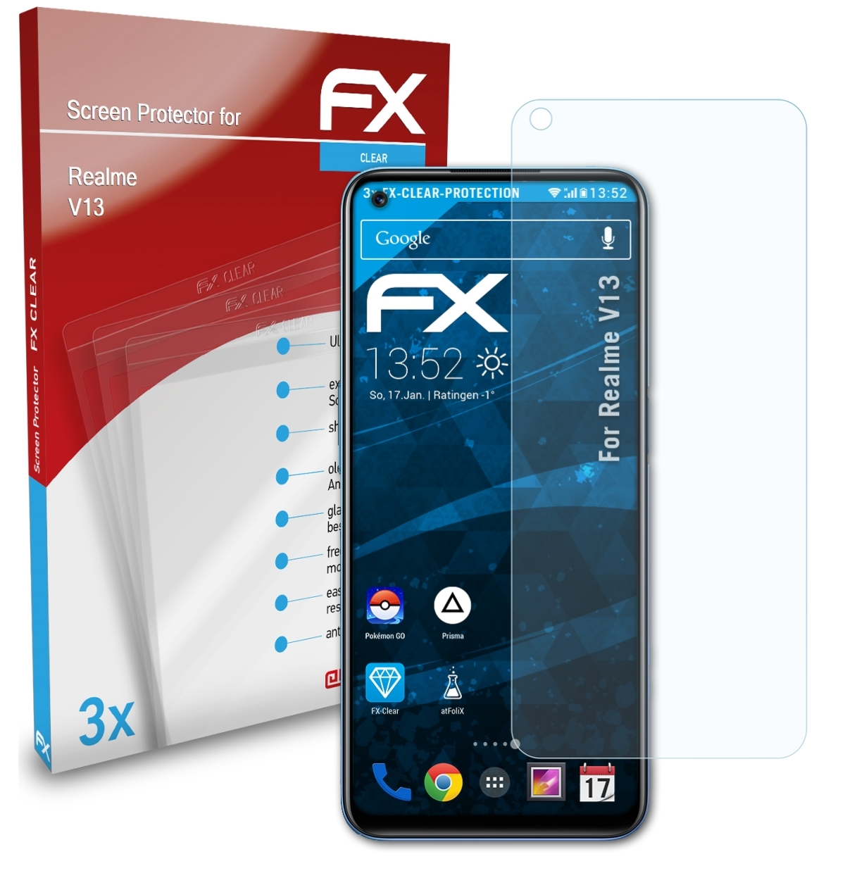 ATFOLIX 3x FX-Clear Displayschutz(für V13) Realme