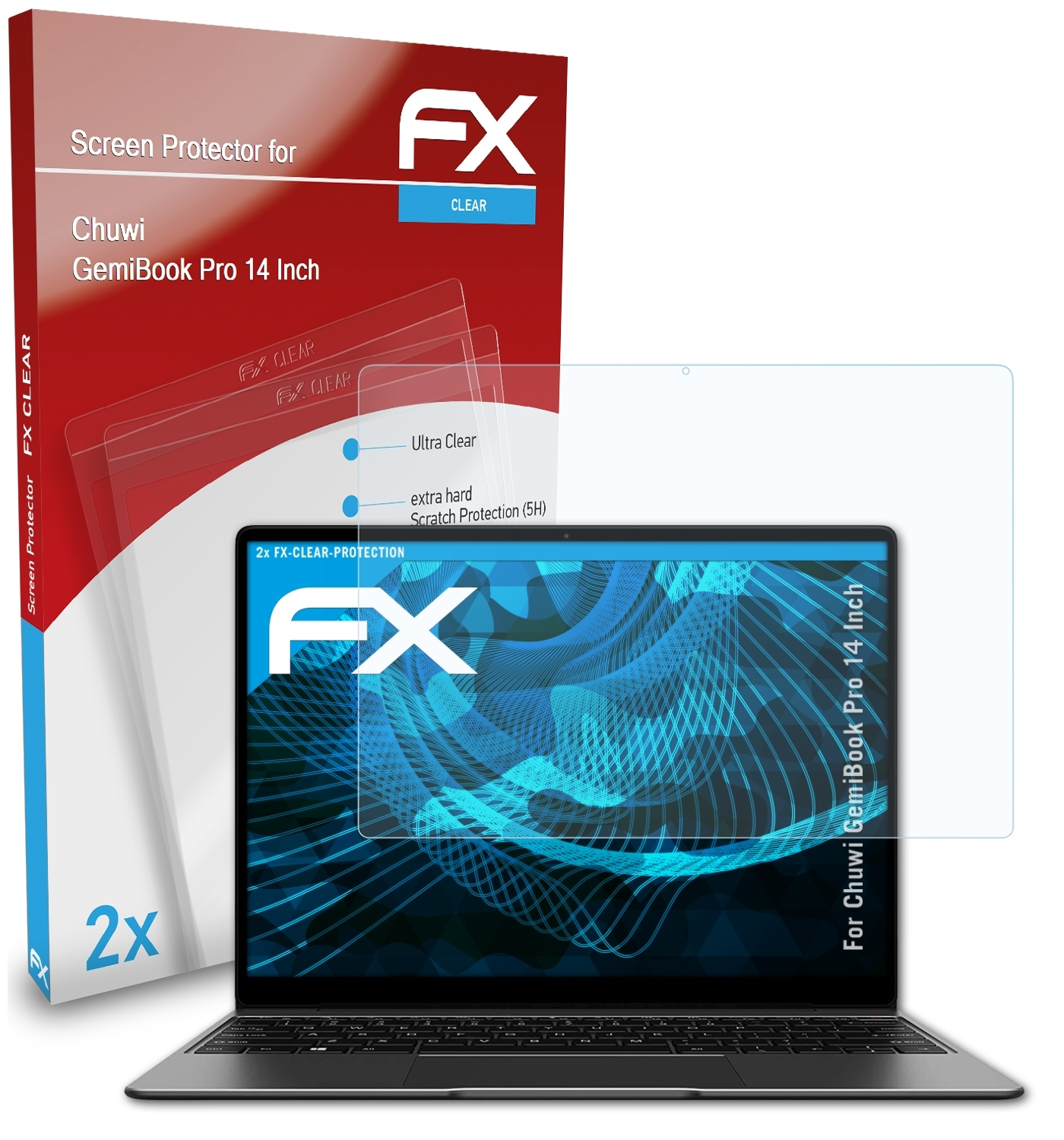 ATFOLIX 2x FX-Clear Displayschutz(für Chuwi GemiBook Inch)) (14 Pro