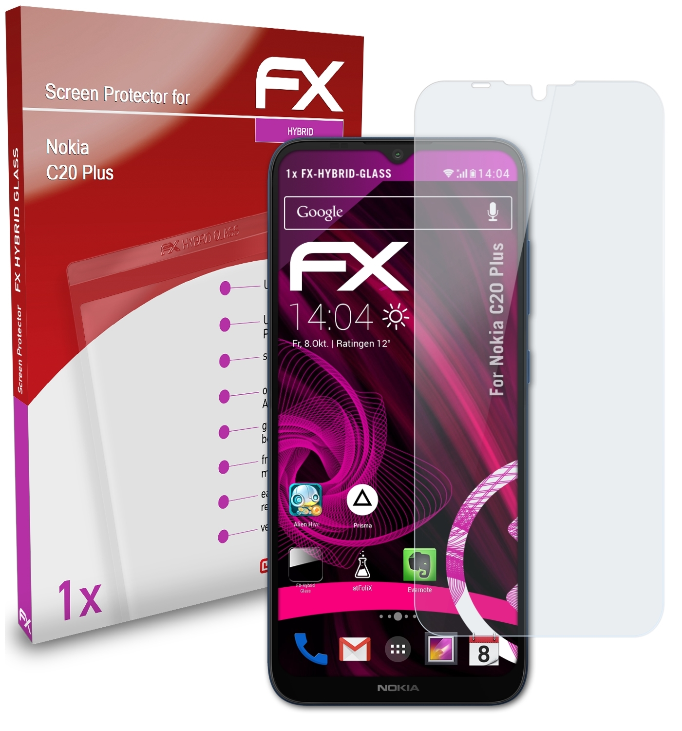ATFOLIX Schutzglas(für Plus) Nokia C20 FX-Hybrid-Glass