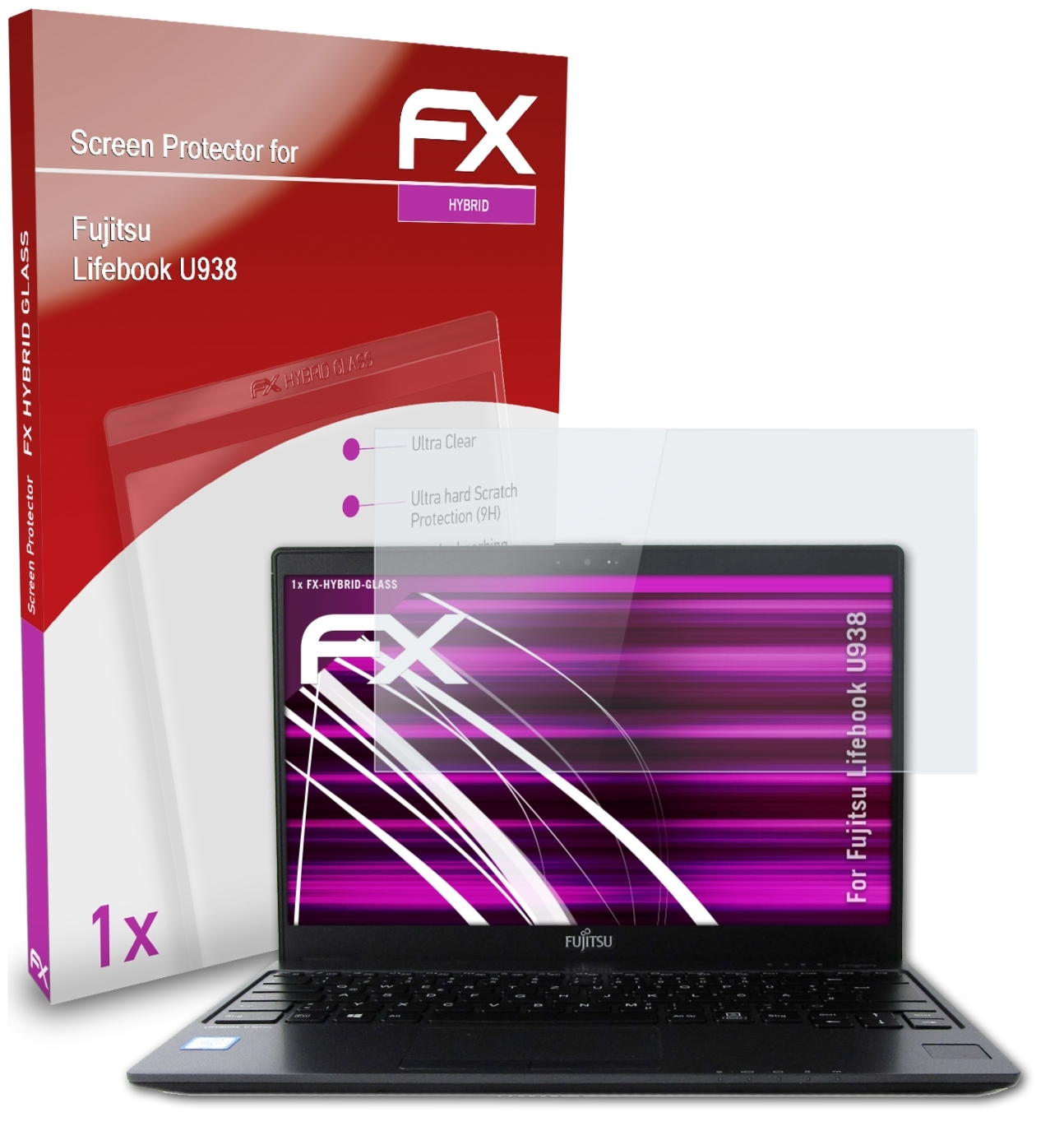 U938) Schutzglas(für ATFOLIX FX-Hybrid-Glass Fujitsu Lifebook