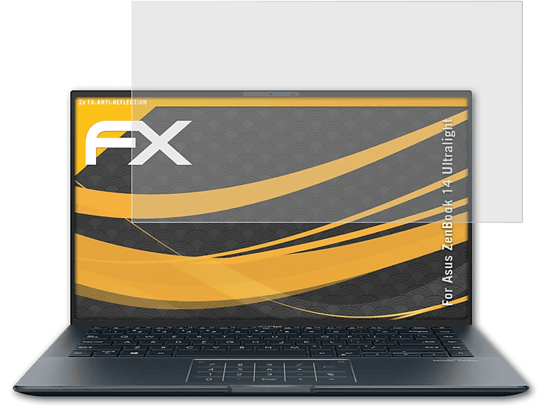 ATFOLIX 2x FX-Antireflex Displayschutz(für Asus ZenBook 14 Ultralight)