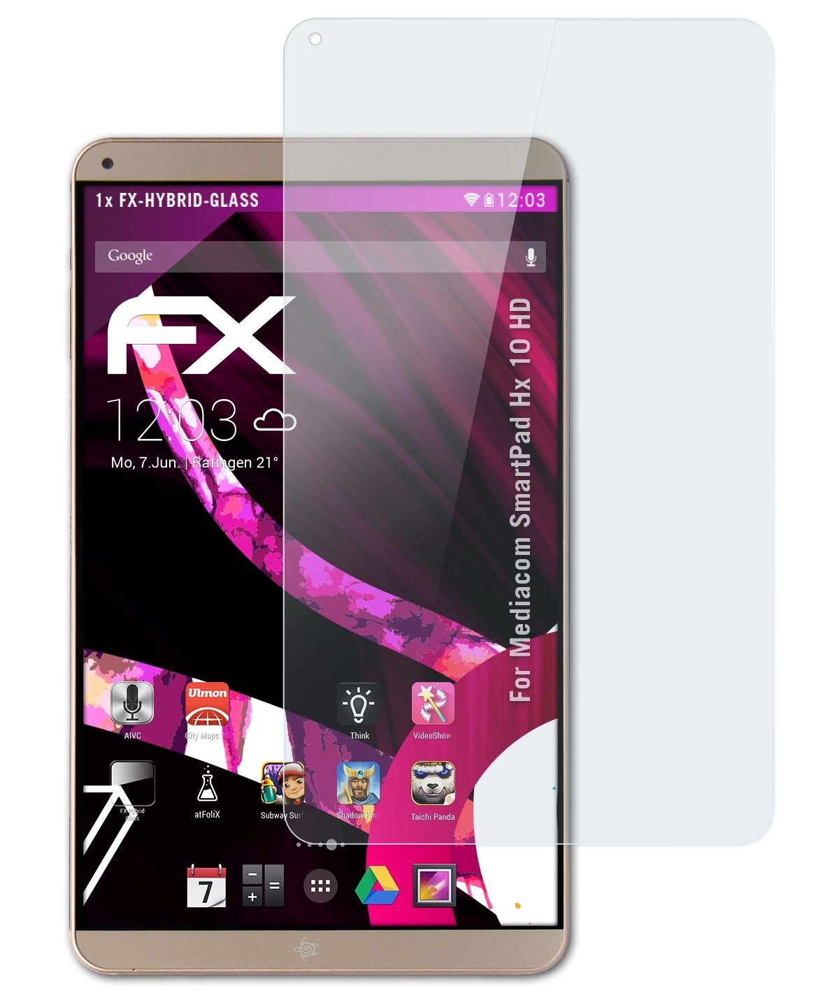 Mediacom 10 ATFOLIX FX-Hybrid-Glass Schutzglas(für SmartPad HD) Hx
