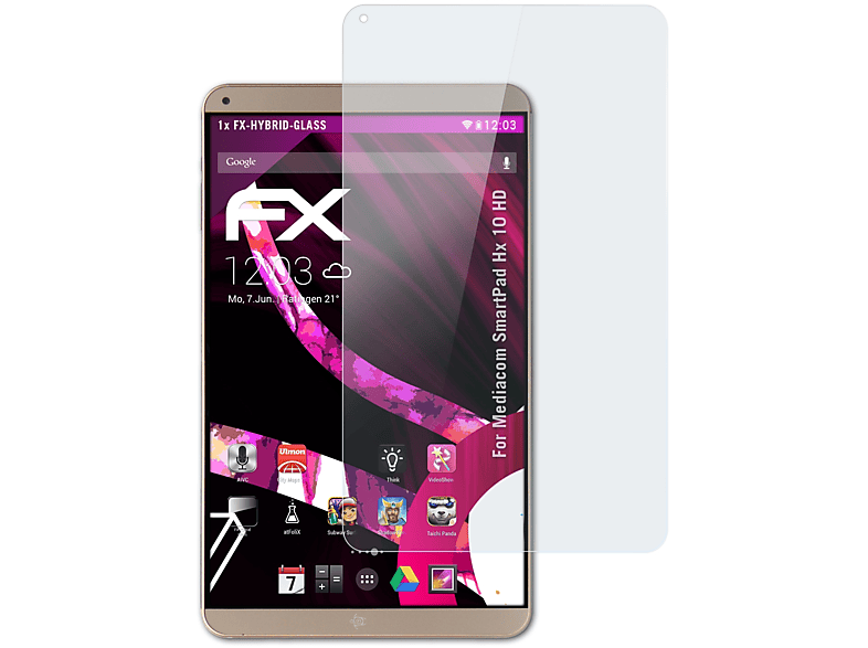 FX-Hybrid-Glass Schutzglas(für HD) Hx ATFOLIX Mediacom 10 SmartPad