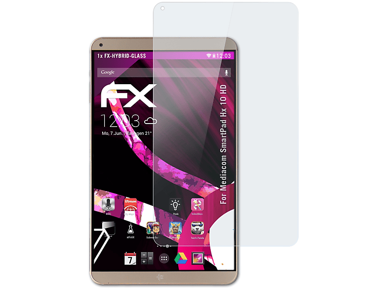 ATFOLIX FX-Hybrid-Glass Schutzglas(für Mediacom 10 Hx HD) SmartPad