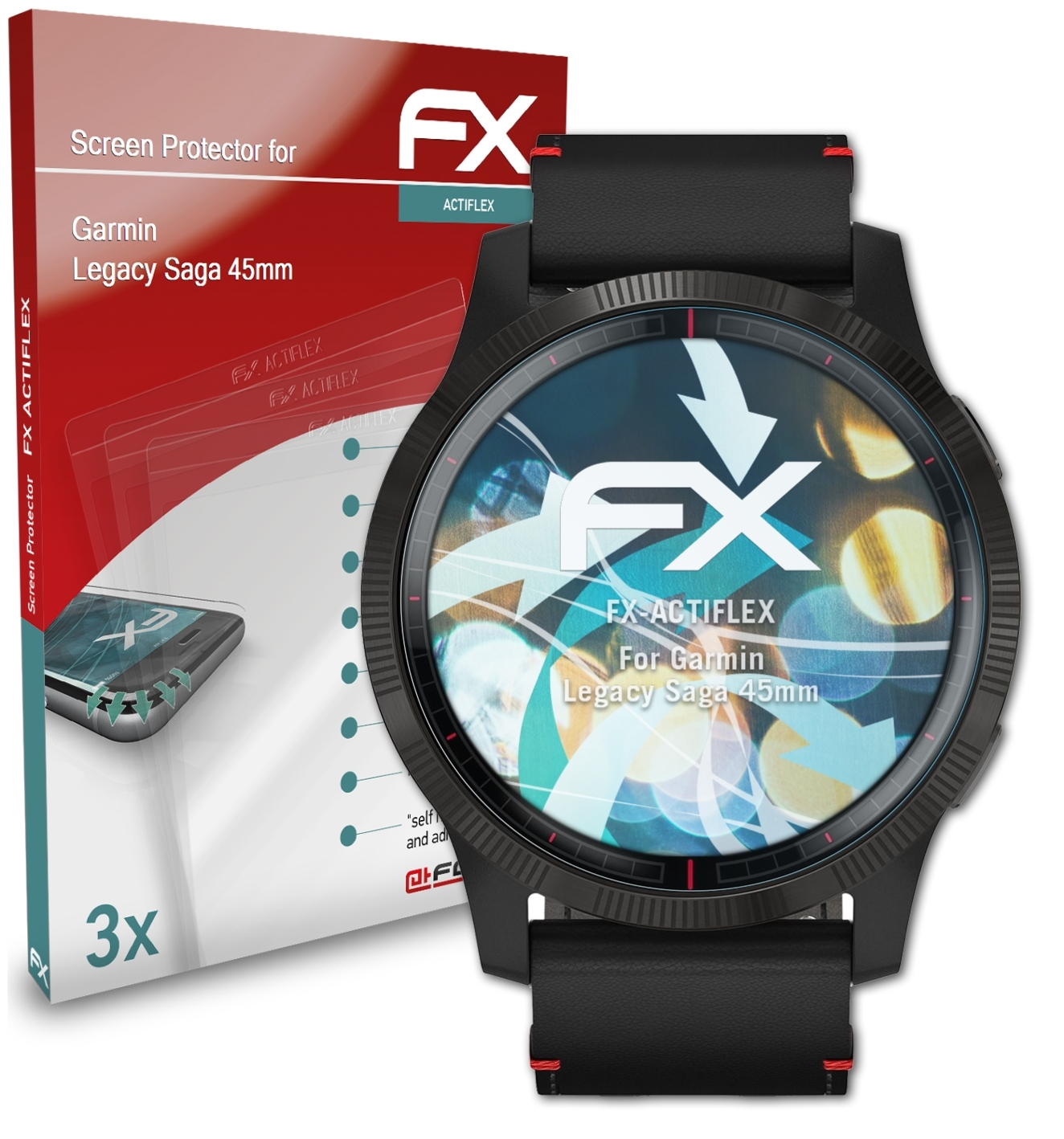 ATFOLIX 3x FX-ActiFleX Displayschutz(für Garmin (45mm)) Legacy Saga