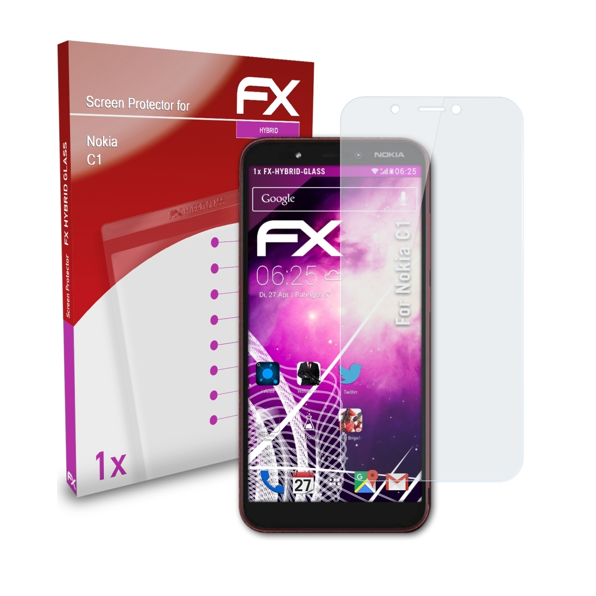 C1) FX-Hybrid-Glass ATFOLIX Nokia Schutzglas(für