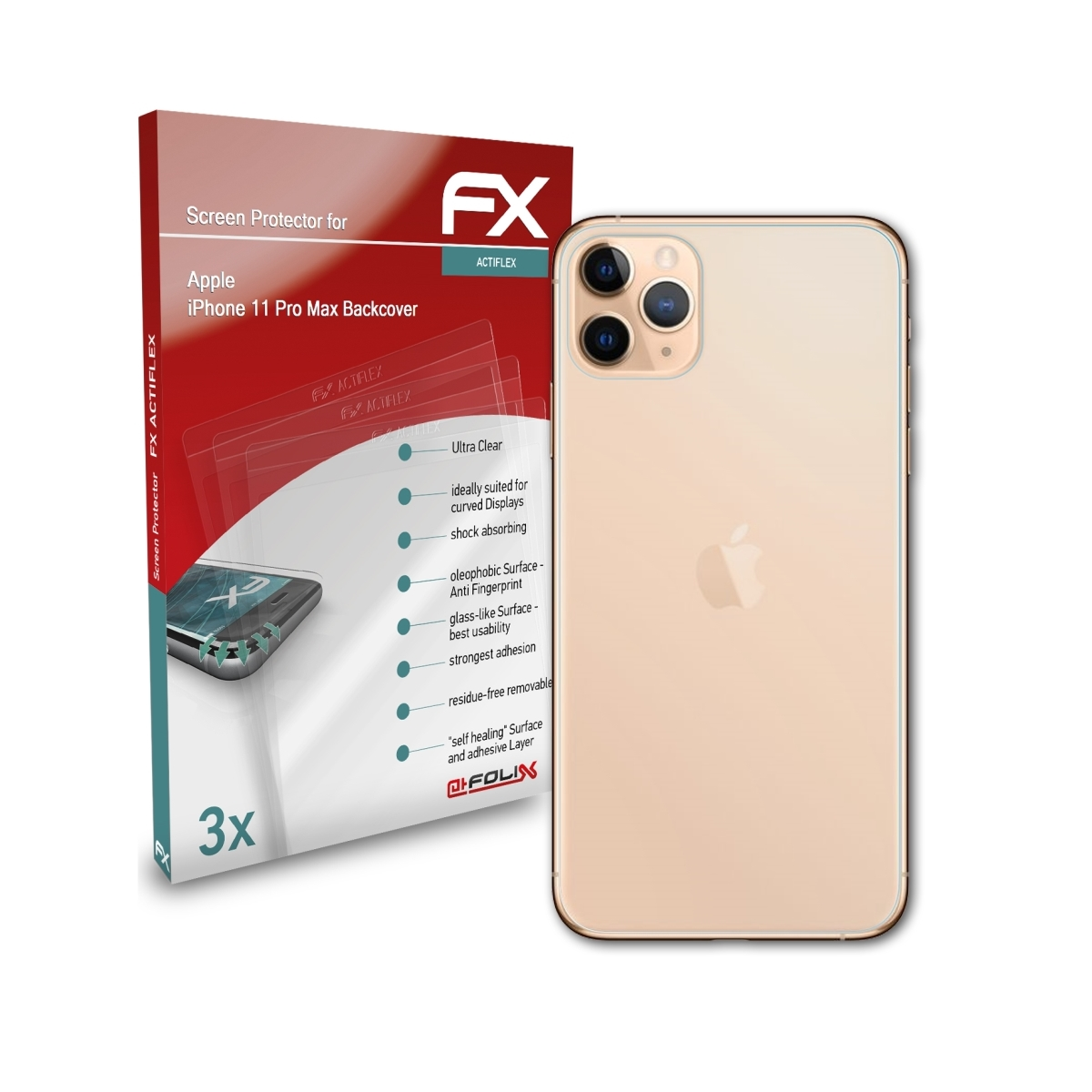 ATFOLIX 3x FX-ActiFleX Displayschutz(für 11 Max (Backcover)) Apple iPhone Pro