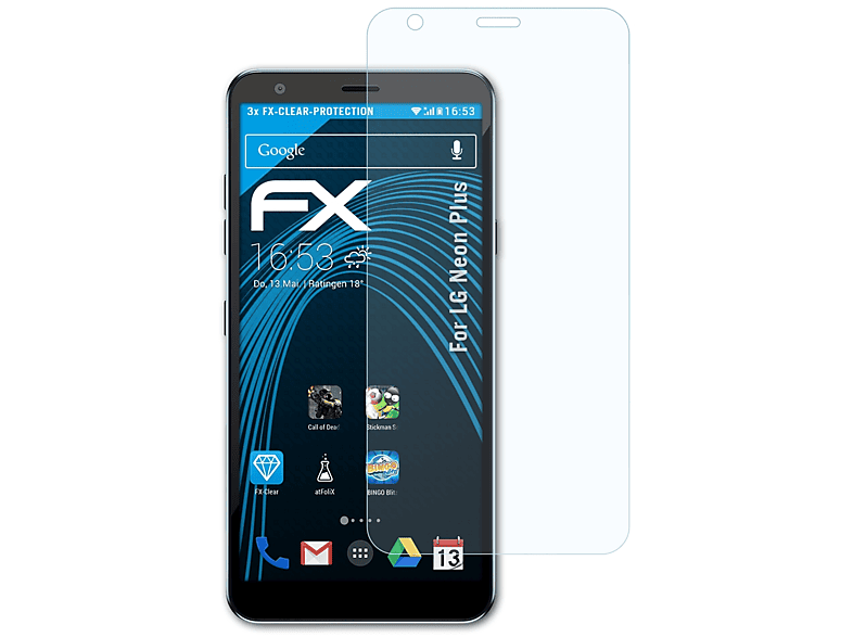ATFOLIX 3x LG Plus) Neon Displayschutz(für FX-Clear