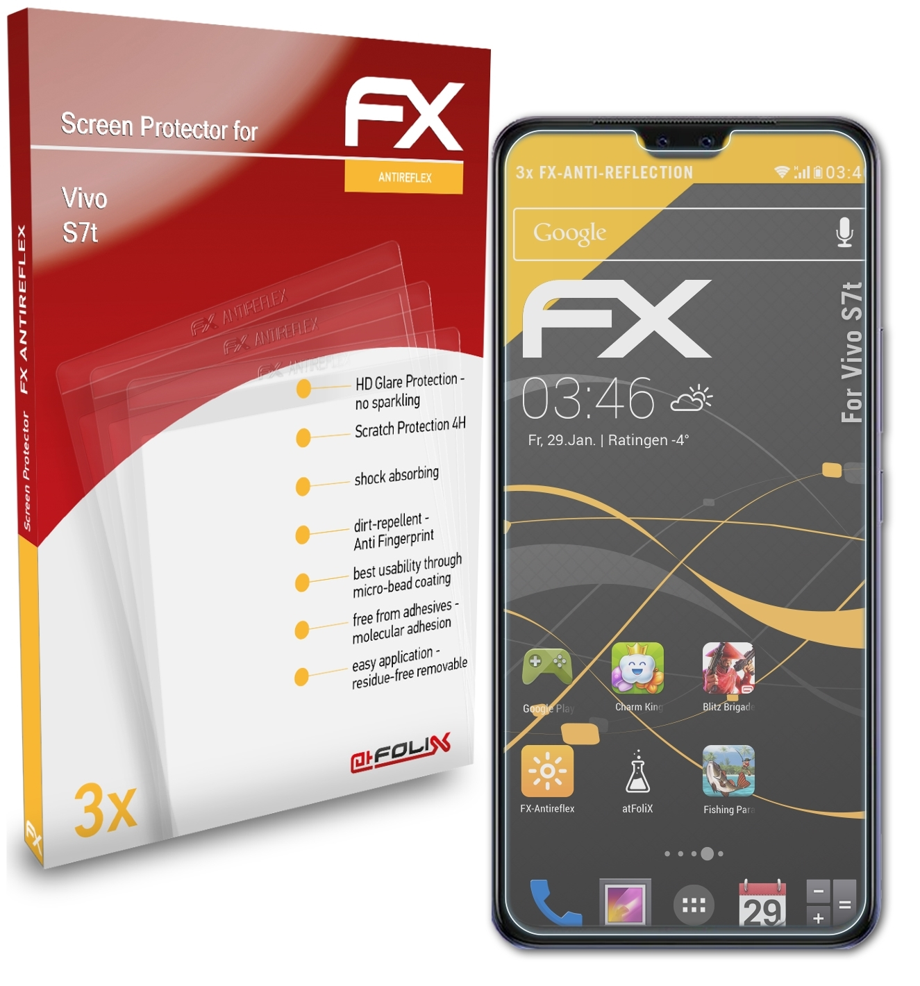 FX-Antireflex 3x Displayschutz(für Vivo ATFOLIX S7t)