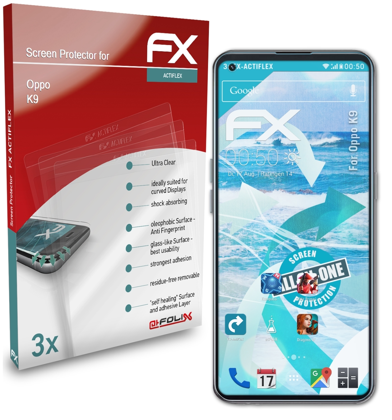 3x FX-ActiFleX ATFOLIX K9) Displayschutz(für Oppo